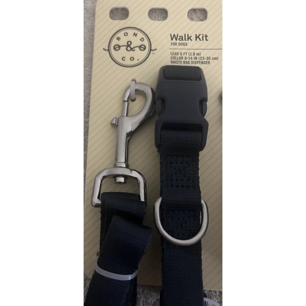 Bond & Co. NEW Navy 3-Piece Walking Kit for Small Dogs Lead, Collar & Waste Bag